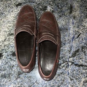 Gucci men brown leather loafers size 13